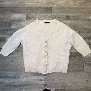 jenni kayne 100% cashmere cream colored cardigan *CROPPED*
